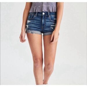 AMERICAN EAGLE Women’s Super Stretch Hi Rise Shortie AEO Denim Shorts Size 6
